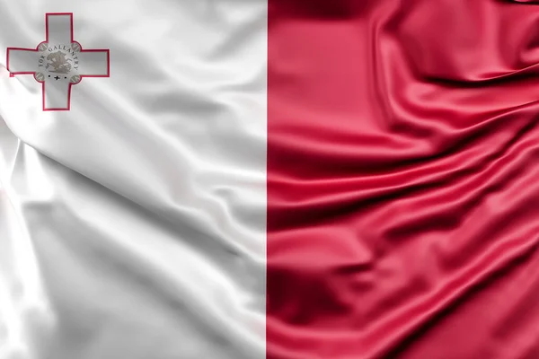 Bandera Malta Con Volantes Renderizado — Foto de Stock