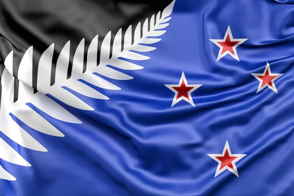 Nova Proposta Bandeira Silver Fern Nova Zelândia Renderização — Fotografia de Stock