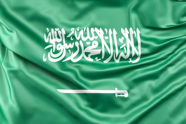 Ruffled Flag Saudi Arabia Rendering — Stock Photo, Image