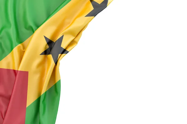 Bandera Santo Tomé Príncipe Esquina Sobre Fondo Blanco Representación Aislado —  Fotos de Stock