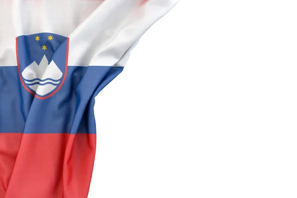 Vlajka Slovinska Rohu Bílém Pozadí Vykreslování Izolované — Stock fotografie