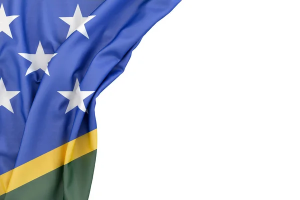 Flagga Salomonöarna Hörnet Vit Bakgrund Återgivning Isolerad — Stockfoto
