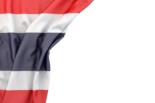 Flagge Von Thailand Der Ecke Auf Weißem Hintergrund Rendering Isoliert — Stockfoto