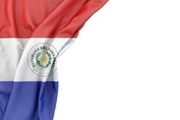 Paraguayská Vlajka Rohu Bílém Pozadí Vykreslování Izolované — Stock fotografie