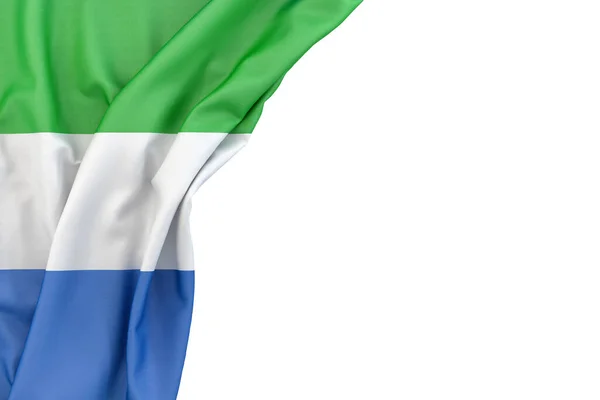 白い背景の角にシエラレオネの国旗 3Dレンダリング — ストック写真