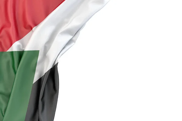 Прапор Судану Кутку Білому Тлі Рендеринг Відокремлені — стокове фото