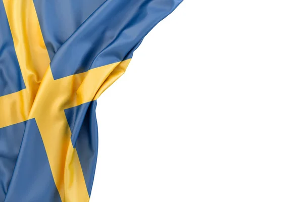 Flaga Szwecji Rogu Białym Tle Renderowanie Izolacja — Zdjęcie stockowe