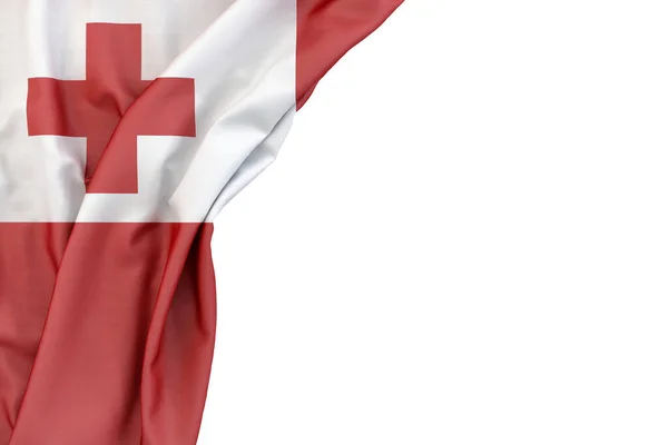 Flagge Der Tonga Der Ecke Auf Weißem Hintergrund Rendering Isoliert — Stockfoto