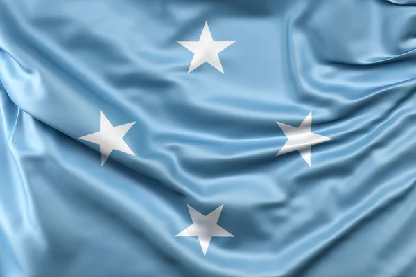 Ruffled Bandeira Micronésia Renderização — Fotografia de Stock
