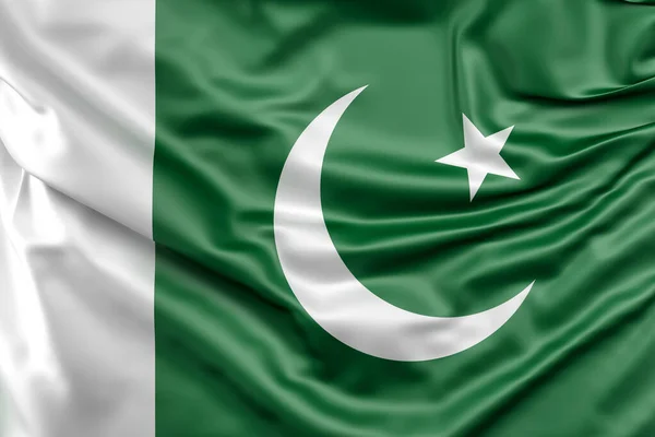 Ruffled Bandeira Paquistão Renderização — Fotografia de Stock