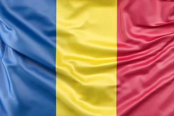 Rumäniens Förkrympta Flagga Återgivning — Stockfoto