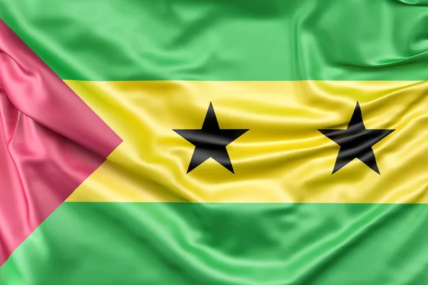 Bandera Santo Tomé Príncipe Con Volantes Renderizado —  Fotos de Stock