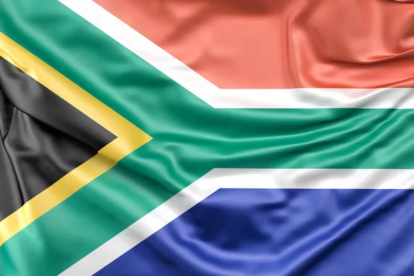 南非共和国的国旗被卷了起来 3D渲染 — 图库照片