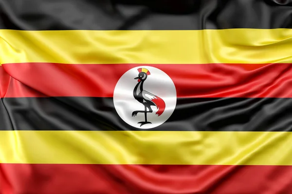Ruffled Flag Uganda Rendering — Stock Photo, Image