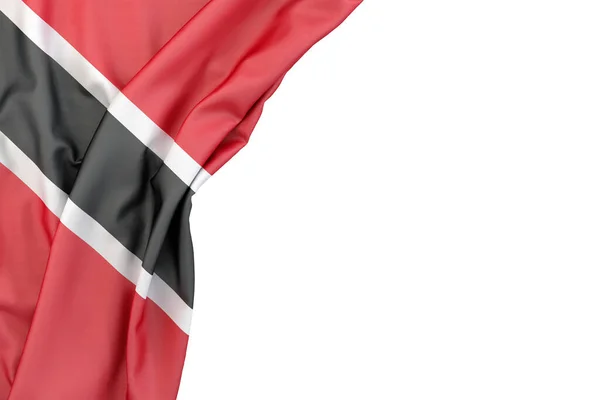 特立尼达和多巴哥的国旗在白色背景的角落里 3D渲染 被隔离了 — 图库照片