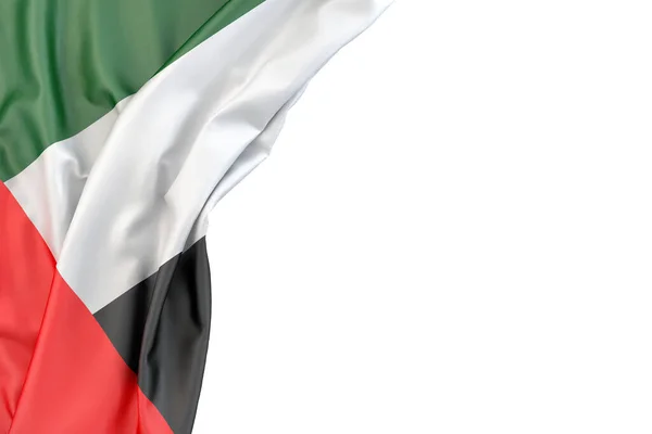 Прапор Єднаних Арабських Еміратів Кутку Білому Тлі Рендеринг Відокремлені — стокове фото