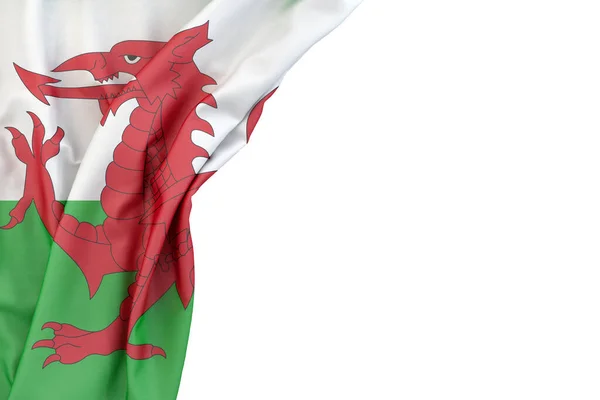 Flagge Von Wales Der Ecke Auf Weißem Hintergrund Rendering Isoliert — Stockfoto