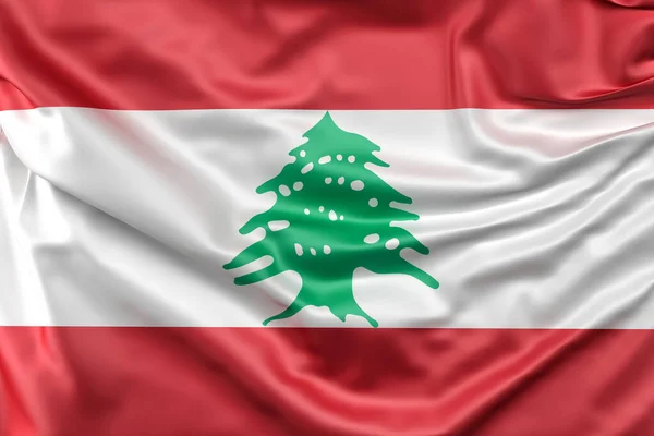 Ruffled Flag Lebanon Rendering — Stock Photo, Image