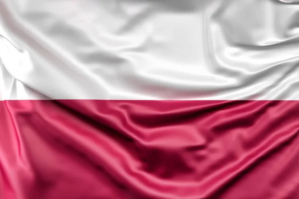 Bandera Polonia Con Volantes Renderizado —  Fotos de Stock