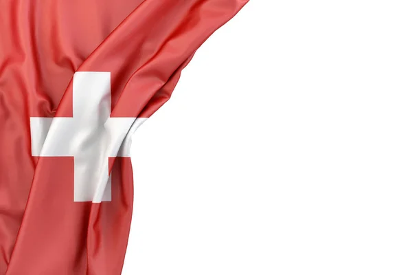 Zászló Svájc Sarokban Fehér Háttér Renderelés Elszigetelt — Stock Fotó