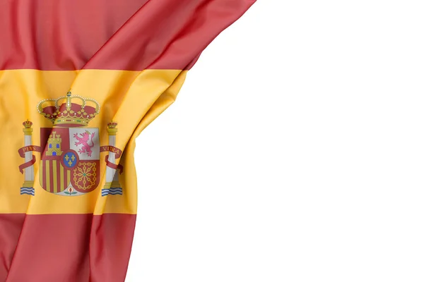 Bandeira Espanha Canto Sobre Fundo Branco Renderização Isolados — Fotografia de Stock