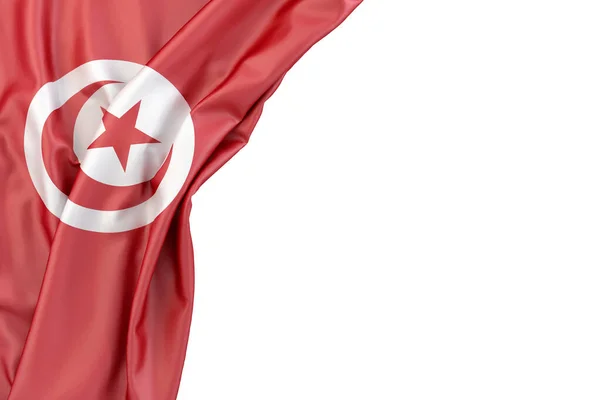 Vlag Van Tunesië Hoek Witte Achtergrond Weergave Geïsoleerd — Stockfoto