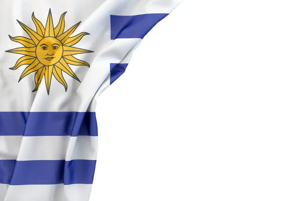 Bandera Uruguay Esquina Sobre Fondo Blanco Representación Aislado —  Fotos de Stock