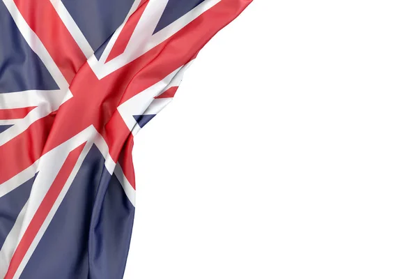 Flagge Des Vereinigten Königreichs Der Ecke Auf Weißem Hintergrund Rendering — Stockfoto