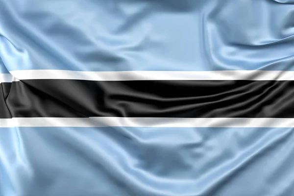 Ruffled Bandeira Botsuana Renderização — Fotografia de Stock