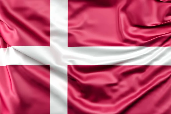 Bandera Dinamarca Con Volantes Renderizado —  Fotos de Stock