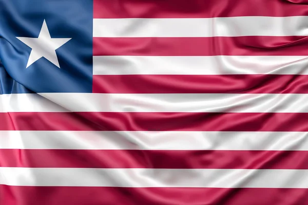 Ruffled Flag Liberia Rendering — Stock Photo, Image