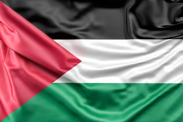 Ruffled Bandeira Palestina Renderização — Fotografia de Stock