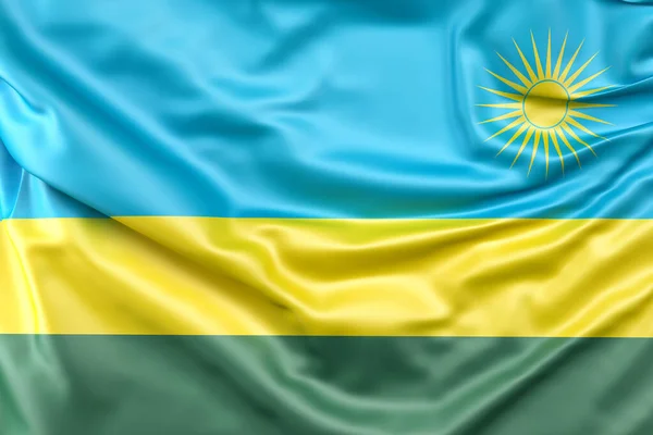 Ruffled Flag Rwanda Rendering — Stock Photo, Image
