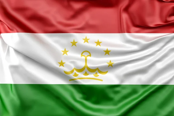 Ruffled Flag Tajikistan Rendering — Stock Photo, Image