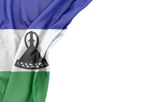 Flagga Lesotho Hörnet Vit Bakgrund Återgivning — Stockfoto