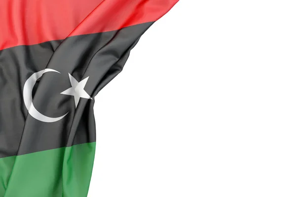 Flagge Libyens Der Ecke Auf Weißem Hintergrund Rendering — Stockfoto