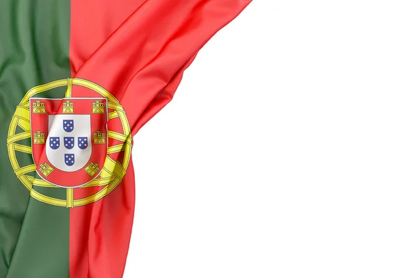 Bandiera Del Portogallo Nell Angolo Sfondo Bianco Rendering — Foto Stock