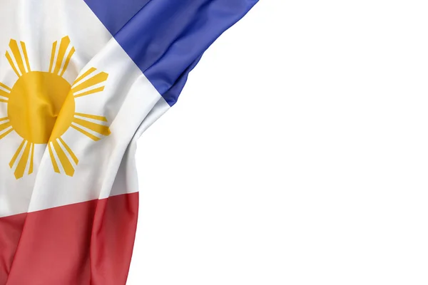 Bandera Filipinas Esquina Sobre Fondo Blanco Renderizado —  Fotos de Stock
