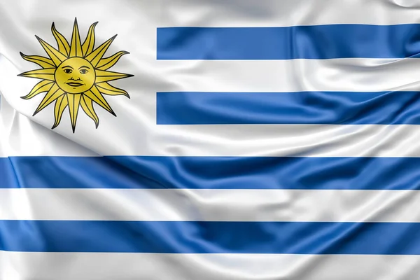 Ruffled Vlag Van Uruguay Weergave — Stockfoto