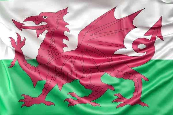 Rüschige Flagge Von Wales Rendering — Stockfoto