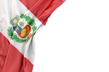 Beyaz arka planda Peru bayrağı. İzole edilmiş. 3B Hazırlama
