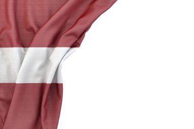 Beyaz arka planda Letonya bayrağı. İzole edilmiş. 3B Hazırlama