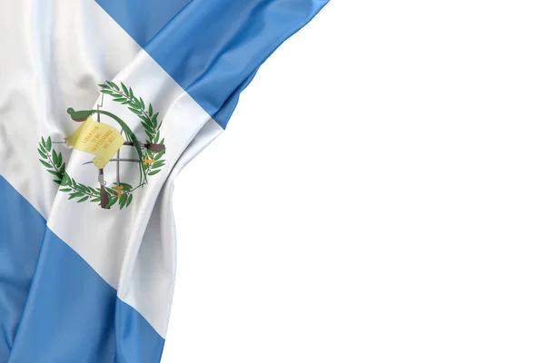 Flagge Von Guatemala Der Ecke Auf Weißem Hintergrund Isoliert Rendering — Stockfoto