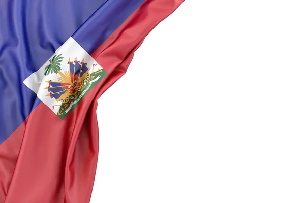 Haitská Vlajka Bílém Pozadí Izolovaný Vykreslování — Stock fotografie