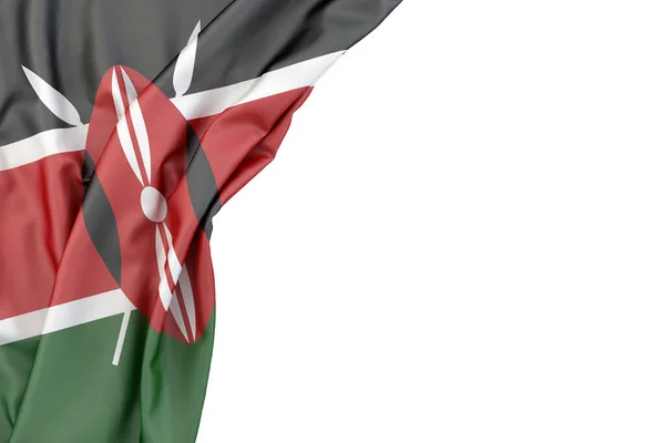 肯尼亚国旗在白色背景的角落里 孤立无援3D渲染 — 图库照片
