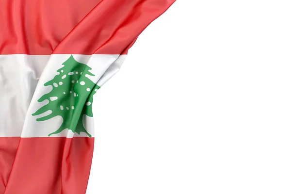 Flagge Des Libanon Der Ecke Auf Weißem Hintergrund Isoliert Rendering — Stockfoto