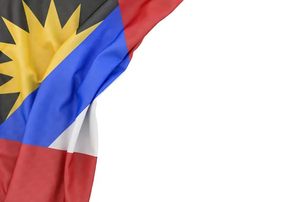 安提瓜和巴布达的国旗在白色背景的角落里 3D渲染 被隔离了 — 图库照片