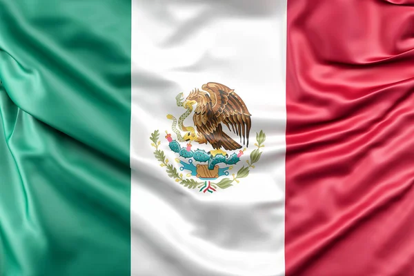 Rozcuchaná Mexická Vlajka Vykreslování — Stock fotografie