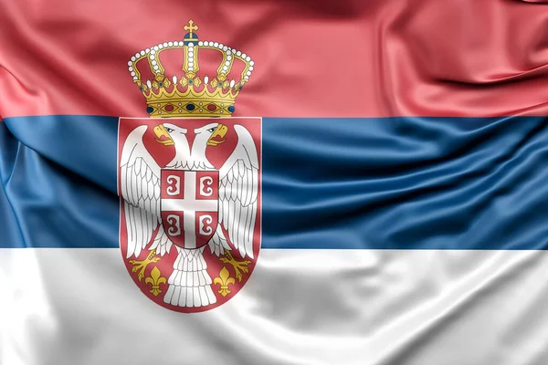 セルビアの国旗が掲揚された 3Dレンダリング — ストック写真