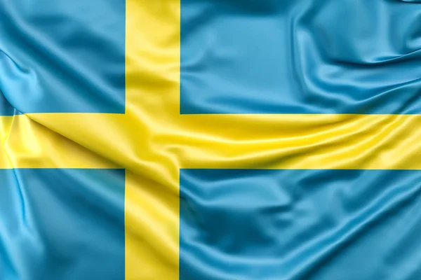 Ruffled Flag Sweden Rendering — Stock Photo, Image